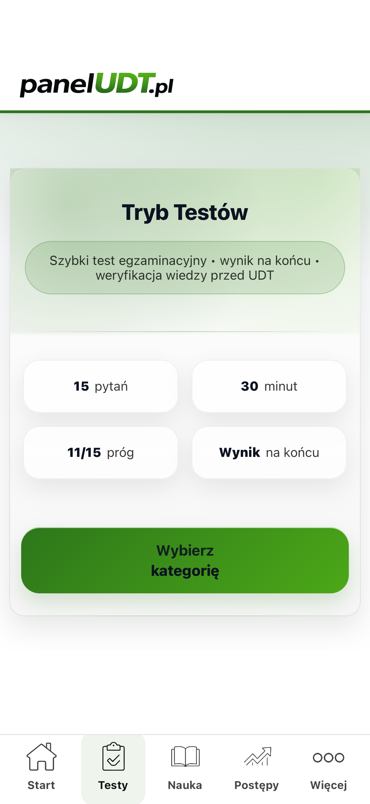 Tryb Testów